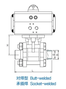 Pneumatic 3-Piece Welded Ball Valve