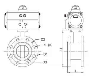 Pneumatic Cast Iron Flange Butterfly Valve