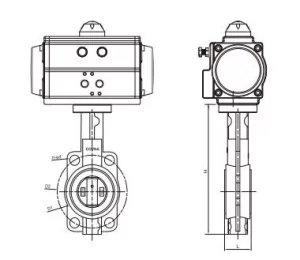 Pneumatic Cast Iron Wafer Butterfly Valve for small diameter