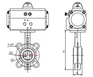 Pneumatic Cast Iron Wafer Butterfly Valve for big diameter
